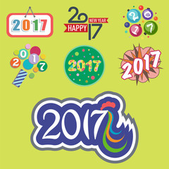 Happy new year 2017 text design vector creative graphic celebration greeting party date illustration