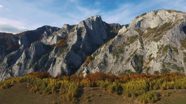 Aerial drone slow shot revealing Scarita Belioara Nature Reserve in apuseni, Mountains, Romania.	Scărița Belioara is a geological and floristic nature reserve with impressive limestone cliffs and edel