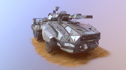 3d illustration of sci-fi tank. © avasylenko