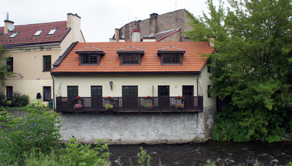 Beautiful house on the river bank, Vilnius, Lithuania