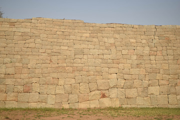 stone built walls in Hampi, India