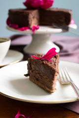 Homemade chocolate cake with prunes.
