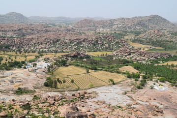 Fototapeta na wymiar Hampi village landscape in India