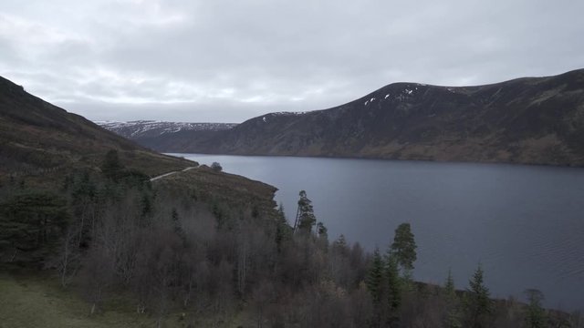 Aerial 3 of Loch Glass in Dingwall, Scotland