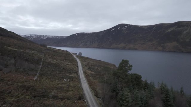 Aerial 4 of Loch Glass in Dingwall, Scotland