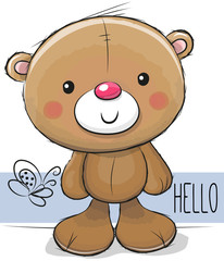 Naklejka premium Cute Teddy Bear on a white background