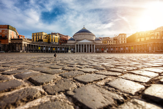 Piazza del Plebiscito in Napoli, Italy. Travel destination