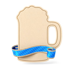 Curled bavarian ribbon banner with beer mug silhouette card