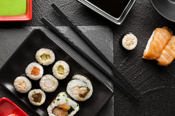 Fresh delicious suhi traditional japanes cuisine