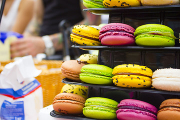 Colorful macaroons background.