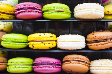 Colorful macaroons background.