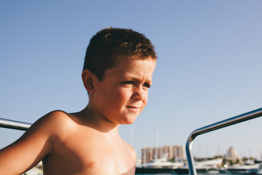 Portrait of a Little Kid on a Boat