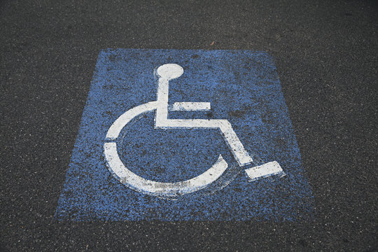 disable parking space / symbol on road in car park