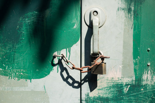 Metal Door and Handle With a Lock