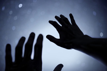 Hands Reaching out into space