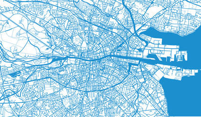 Naklejka premium Mapa miejskiego miasta Dublina, Irlandia