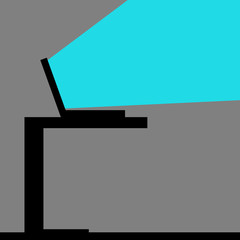 Light Comes out of a Laptop in a Dark Room, Concept - Possibilities, Knowledge, Loneliness