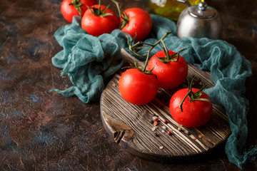 Cutting board with cherry tomatoes