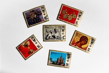 Postage stamps of the Soviet Union on the theme of antiquities and ancient architecture. THE USSR.