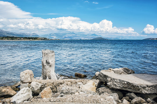 View from the beach Pantan, Trogir to the sea