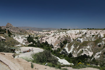 Uchisar and Pigeons Valley in Cappadocia, Turkey