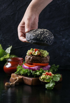 Home made burger with guacamole