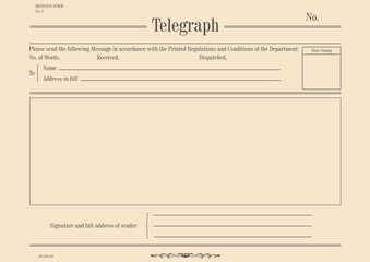 Vintage telegraph form. Flat vector for further editing. - obrazy, fototapety, plakaty