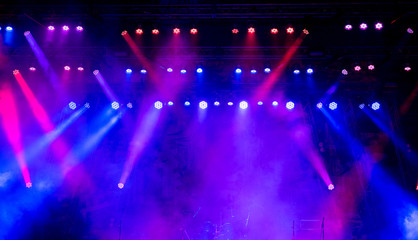 Fototapeta na wymiar Colorful light on an empty stage.