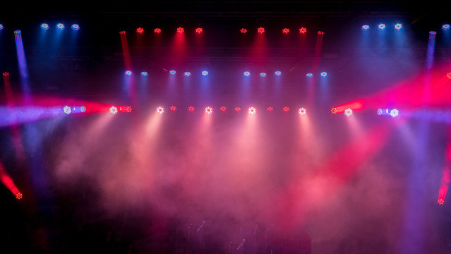 Colorful light on an empty stage.