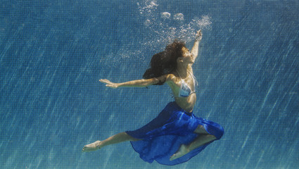 Underwater in summer skirt