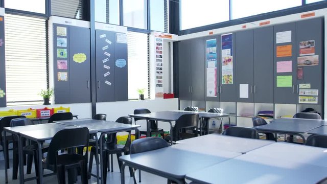 Empty classroom in a modern high school