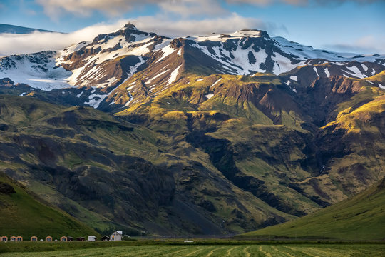 Eyjafjallajokull Volcano At Sunset In Iceland