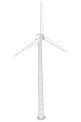 Wind turbine with propeller. Windmill generator wireframe low poly mesh. Vector illustration © newb1