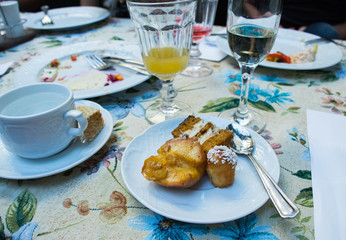 dessert and drinks at fancy and elegant restaurant