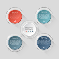 Circle Step process info graphic.   For website report or presentation.  Vector Illustration.