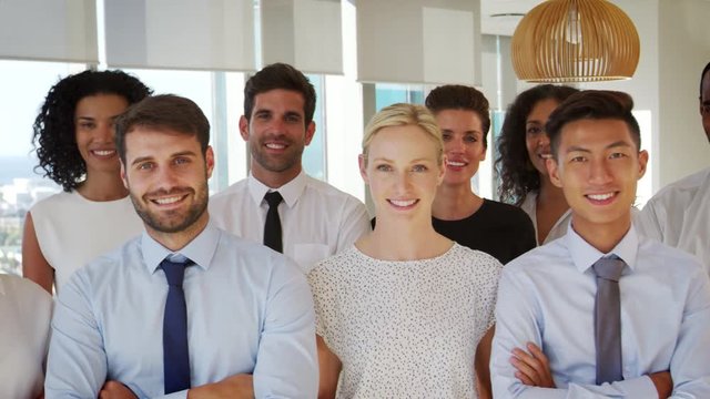 Slow Motion Portrait Of Business Team In Office