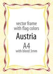 Naklejka premium Frame and border of ribbon with the colors of the Austria flag