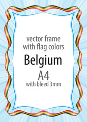 Frame and border of ribbon with the colors of the Belgium flag