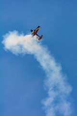 Fototapeta na wymiar A Sports Airplane Turning Its Engines Off High Above