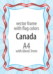 Frame and border of ribbon with the colors of the Canada flag