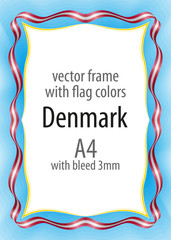 Frame and border of ribbon with the colors of the Denmark flag