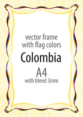 Frame and border of ribbon with the colors of the Colombia flag