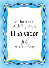 Fototapeta premium Frame and border of ribbon with the colors of the El_Salvador flag