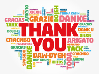 Fototapeta premium Thank You Word Cloud concept background in many languages