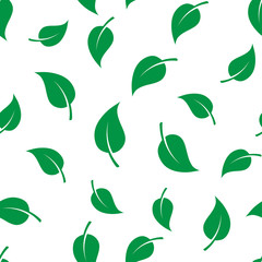 Seamless template texture with green leaves.