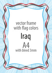 Frame and border of ribbon with the colors of the Iraq flag