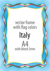 Frame and border of ribbon with the colors of the Italy flag