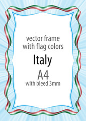 Frame and border of ribbon with the colors of the Italy flag