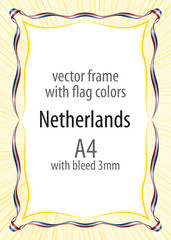 Frame and border of ribbon with the colors of the Netherlands flag