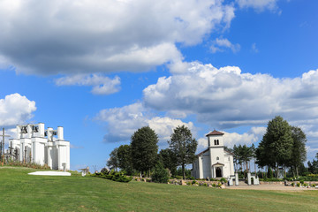 Sanctuary of Holy Water under the white clouds, near Bialystok, eastern Poland, Podlasie
